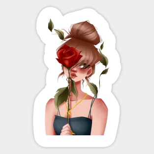 Girl with Rose Sticker